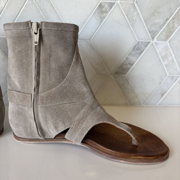 Artisan by Zigi 8 Gladiator Sandal Gray Grey Taupe Suede Frills Zipper Aldonza - Picture 4 of 8